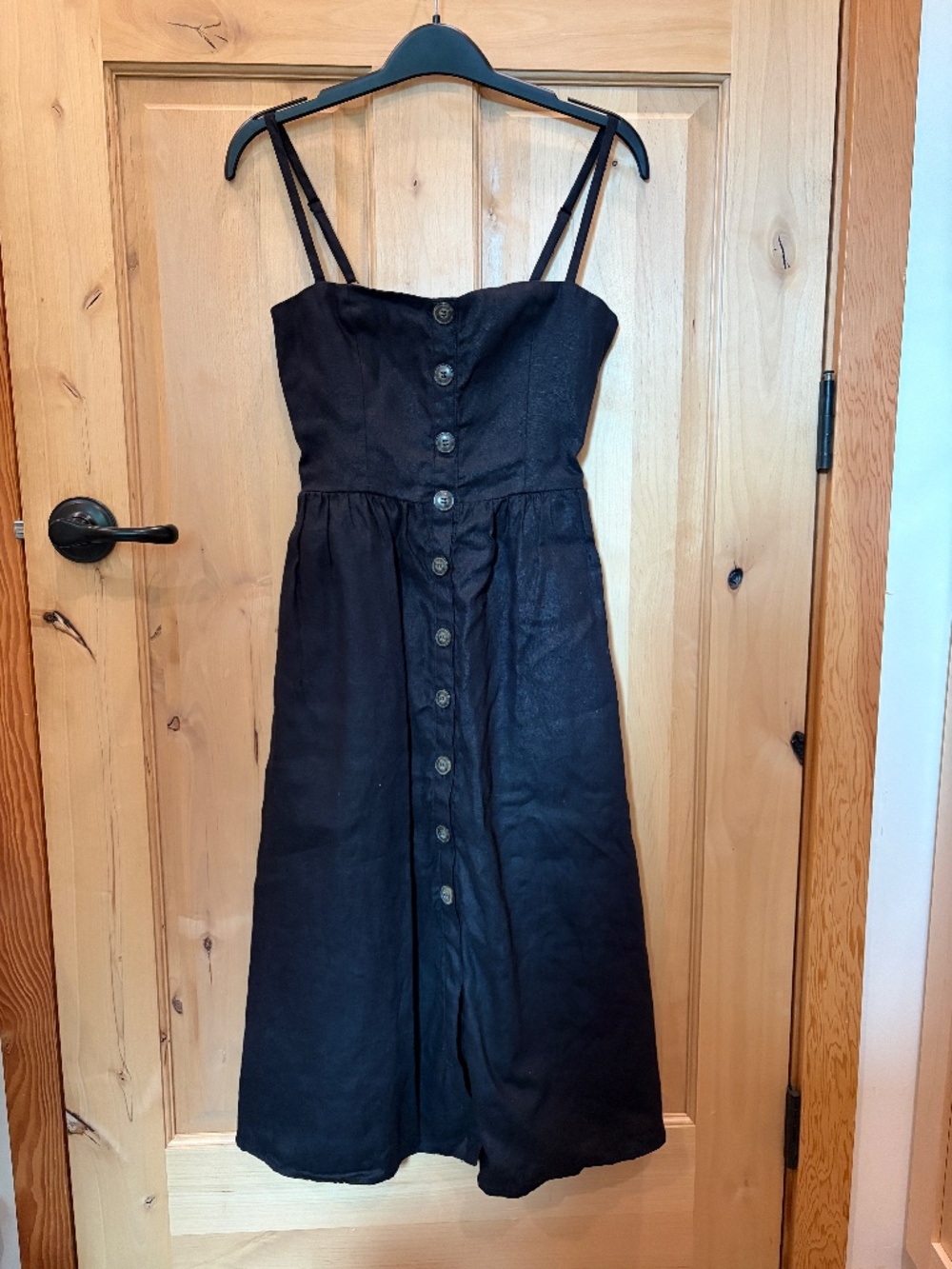 Reformation 100% Linen Black 'Tori’ Midi Dress